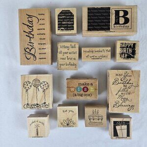 Stampin' Up! & Other Brands Set of 13 Birthday Themed Rubber Stamps